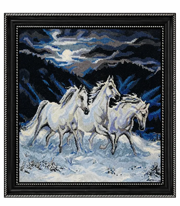 Galloping horses in moonlit snow Galloping Horses in Moonlit Snow - Image 1