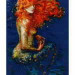 Serene Mermaid in Cross-stitch Style