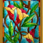 Vibrant floral stained-glass artwork