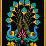 Vibrant folk art peacock design