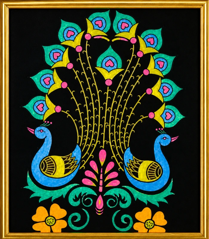 Vibrant folk art peacock design Vibrant folk art peacock design