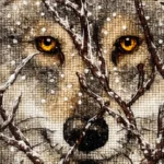 wolf in snow cross stitch